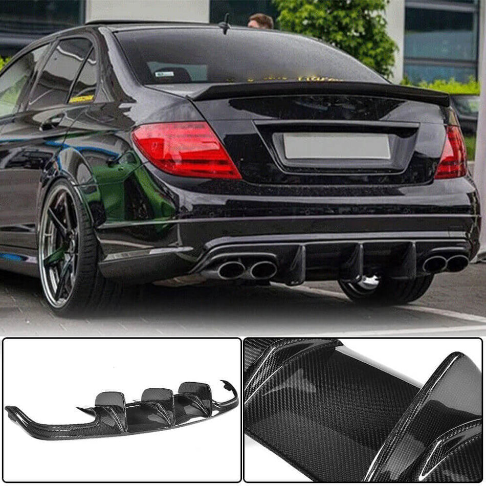 For Mercedes Benz C Class W204 C63 AMG Pre-facelift Carbon Fiber Rear Bumper Diffuser Valance Lip
