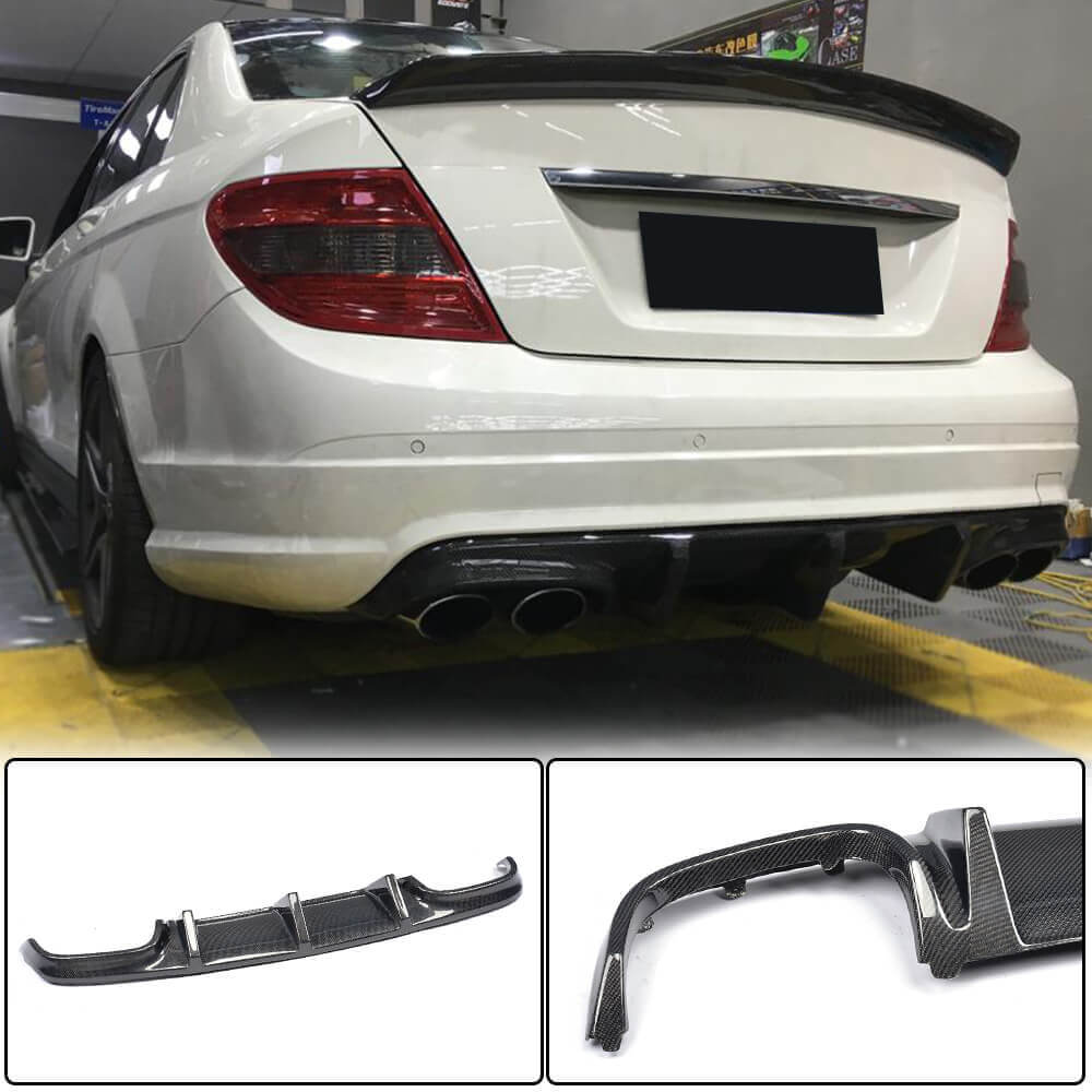 W204 Rear Mercedes Benz W204 C63 Carbon Fiber Rear Diffuser Lip | Exterior Mods ...