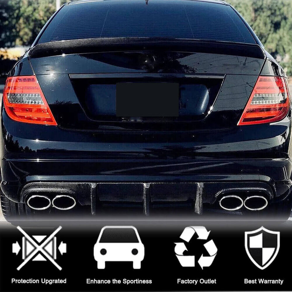 Mercedes Benz W204 C63 AMG Pre-facelift 2008-2011 Rear Bumper Diffuser Carbon Fiber-Ahacarbon