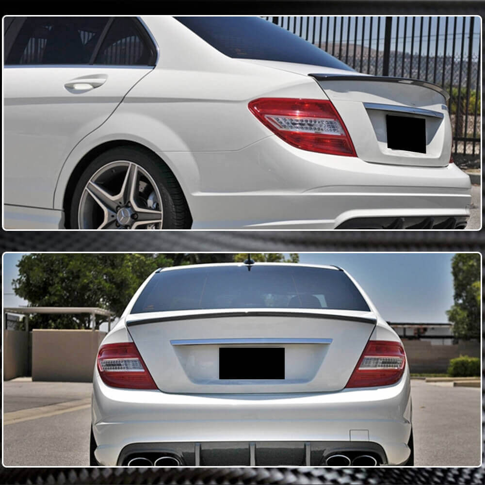 W204 Rear Mercedes Benz W204 C300 C63 Carbon Fiber Trunk Spoiler & Rear Wing Lip ...