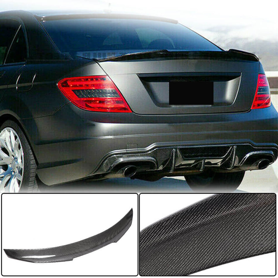 For Mercedes Benz C Class W204 Carbon Fiber Rear Trunk Spoiler Boot Wing Lip | C180 C200 C230 C250 C280 C300 C350 C63 AMG
