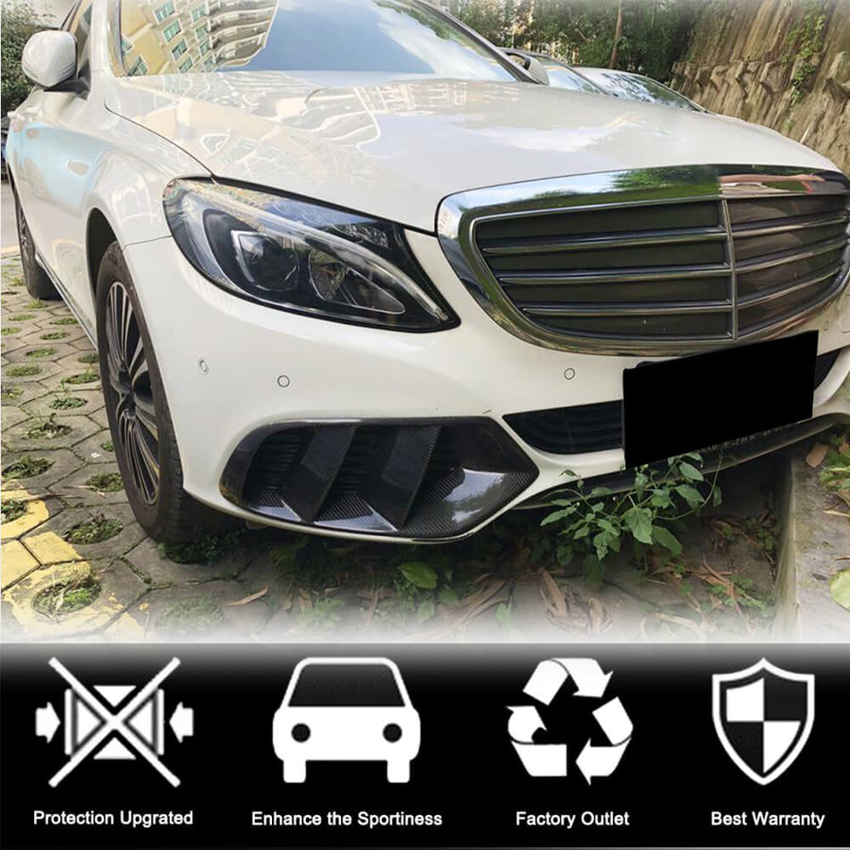 For Mercedes Benz W205 Base Pre-facelift Carbon Fiber Fog Light Air Scoop Vent Trims | C180 C200 C250 C300 C400