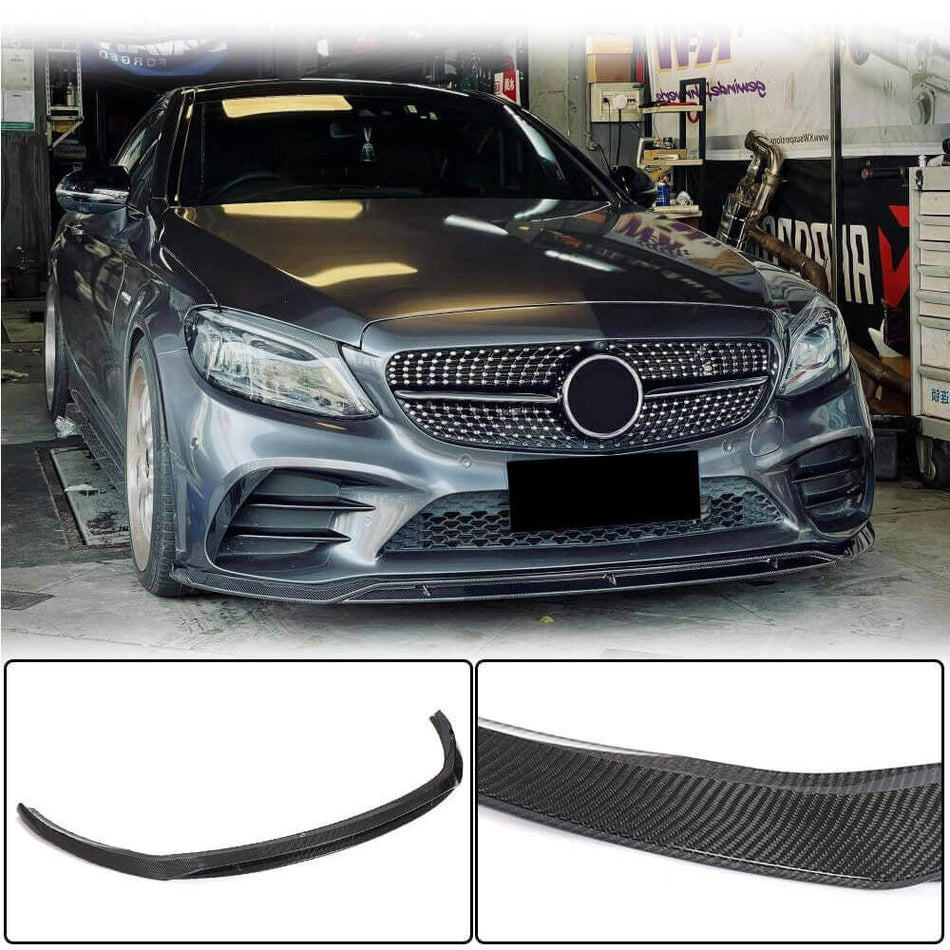 For Mercedes Benz W205 C205 A205 C200 C300 Sport Facelift Carbon Fiber Front Bumper Lip Spoiler Wide Body Kit