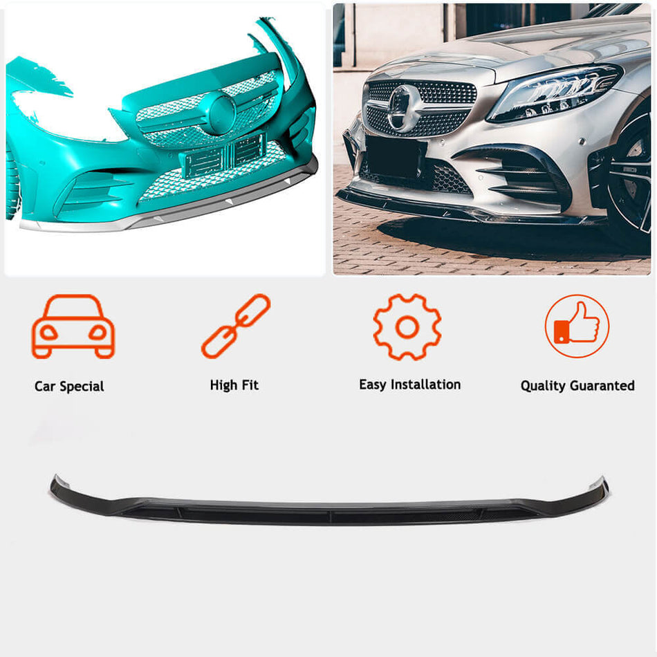 For Mercedes Benz W205 C205 A205 C43 AMG Facelift Carbon Fiber Front Bumper Lip Chin Spoiler