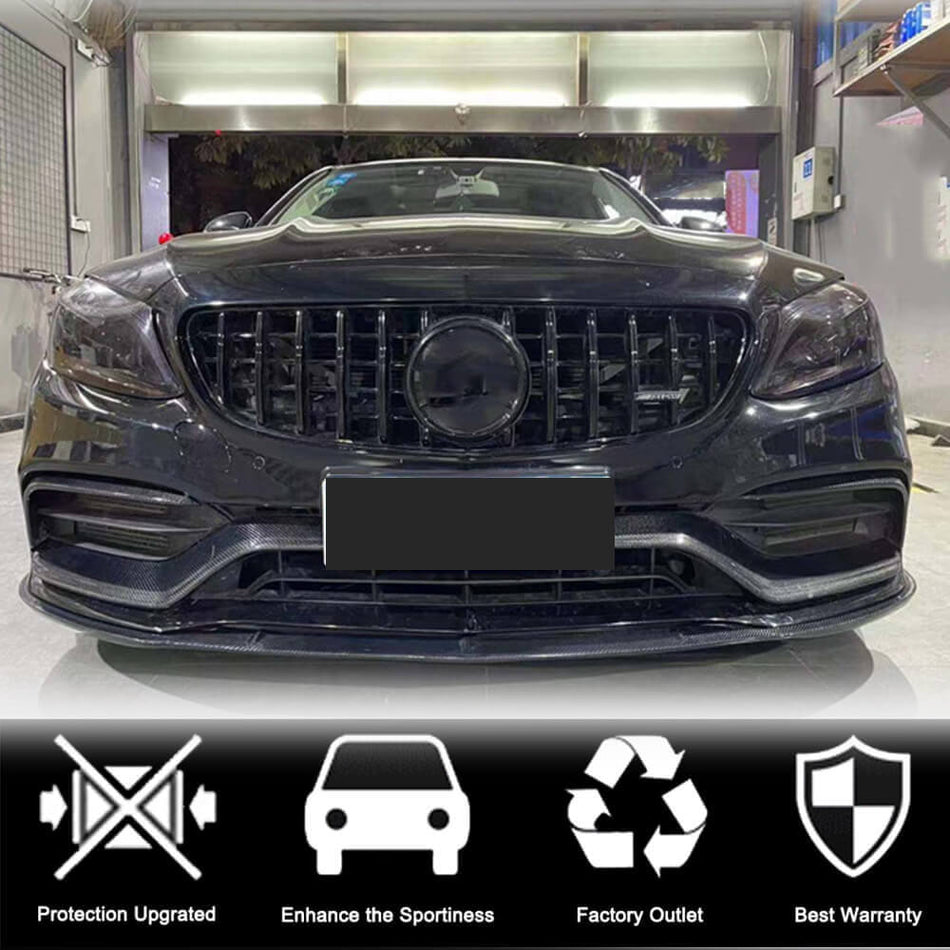 For Mercedes Benz (W205) C205 A205 C63 AMG Pre-facelift Carbon Fiber Front Bumper Lip Spoiler Aero Body Kits