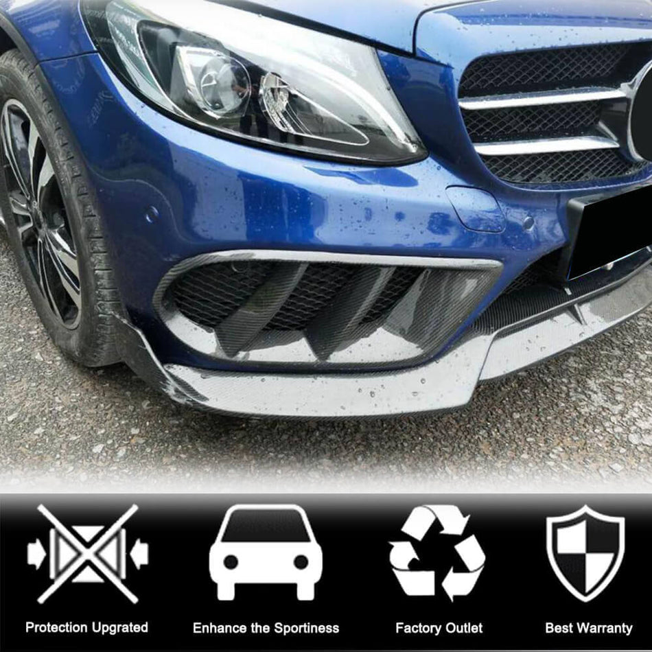 For Mercedes Benz W205 C205 A205 Sport C43 AMG Carbon Fiber Fog Light Air Scoop Vent Covers