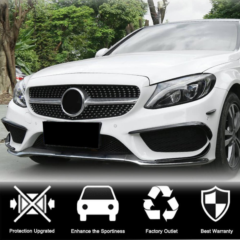 For Mercedes Benz W205 C205 A205 Sport C43 AMG Pre-facelift Carbon Fiber Front Bumper Air Vent Fins Canard Trims