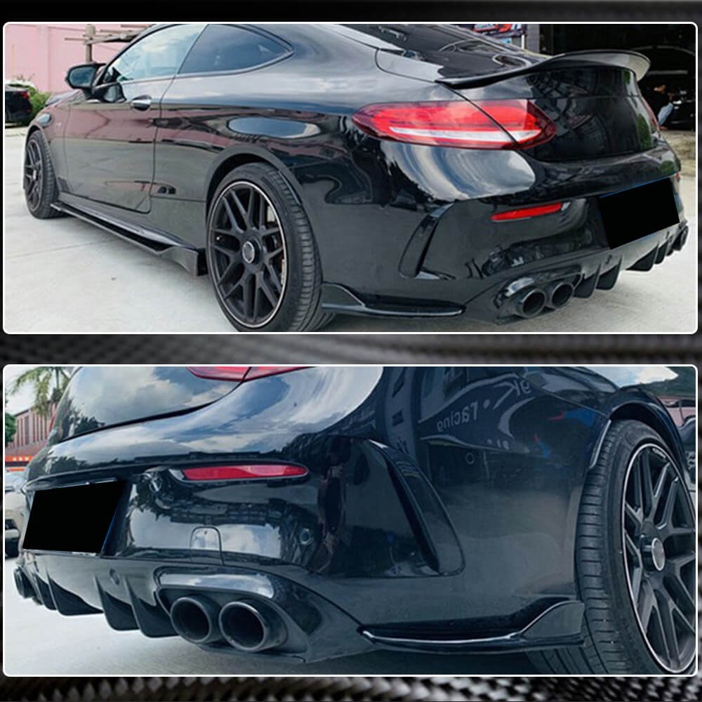 Klebeband Spoiler Selbstklebend Heckspoiler Für Mercedes C-Klasse W205 (2014-2021) - Hochglanz Schwarz, Selbstklebend, AMG Style ABS Kunststoff Spoiler Mit 3M Klebeband