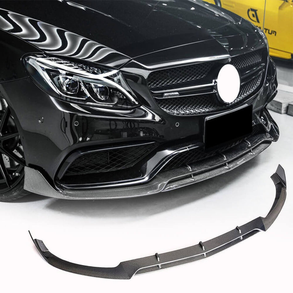 For Mercedes Benz W205 C63 AMG Pre-facelift Carbon Fiber Front Bumper Lip Spoiler Wide Body Kit