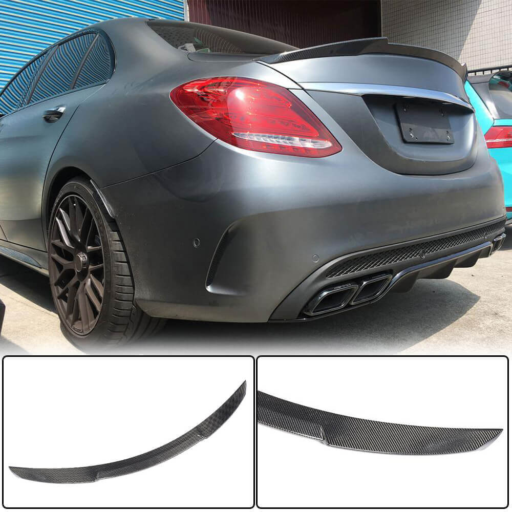 Mercedes Benz W205 C Class Carbon Fiber Rear Trunk Spoiler Wing & Lip