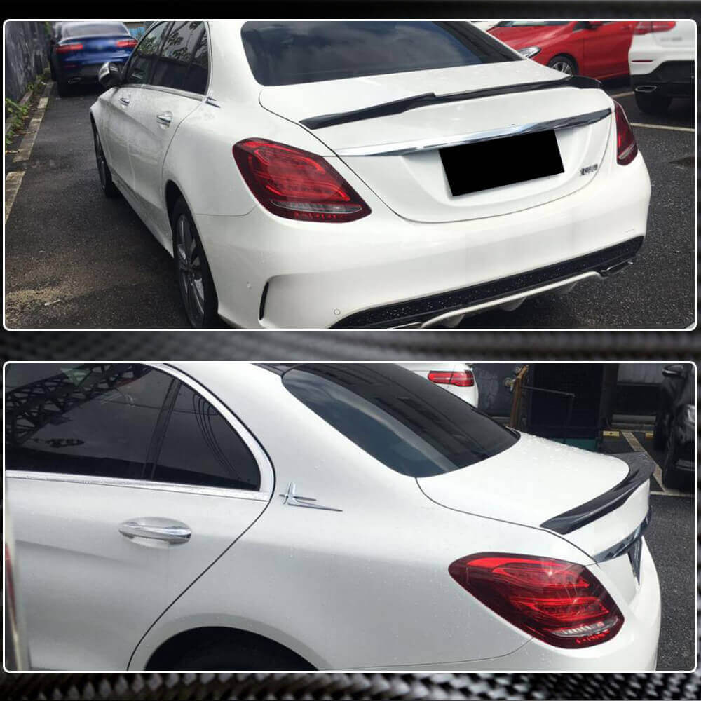 2015 white c class spoiler lip Mercedes W205 Carbon Fiber Front allowing your vehicle to unleash its potential on the road W-Power ABS B-Style Rear Trunk