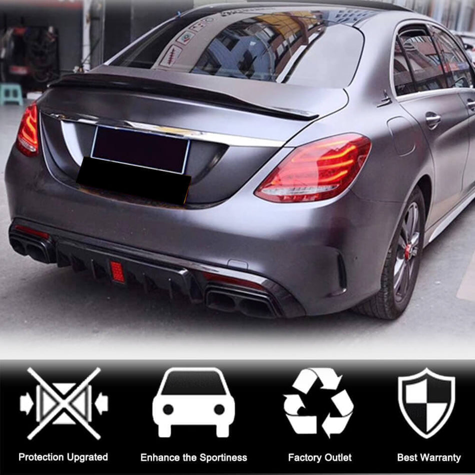 For Mercedes Benz W205 Sport C43 C63 C450 AMG Pre-facelift Carbon Fiber Rear Bumper Diffuser Valance Lip