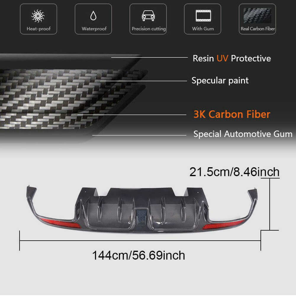Mercedes Benz W205 C43 C63 C450 AMG Carbon Fiber Rear Bumper Diffuser