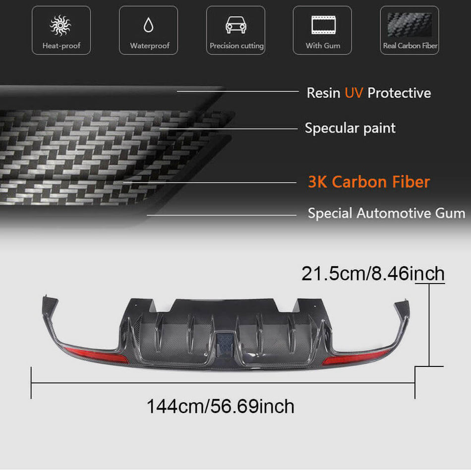 For Mercedes Benz W205 Sport C43 C63 C450 AMG Pre-facelift Carbon Fiber Rear Bumper Diffuser Valance Lip