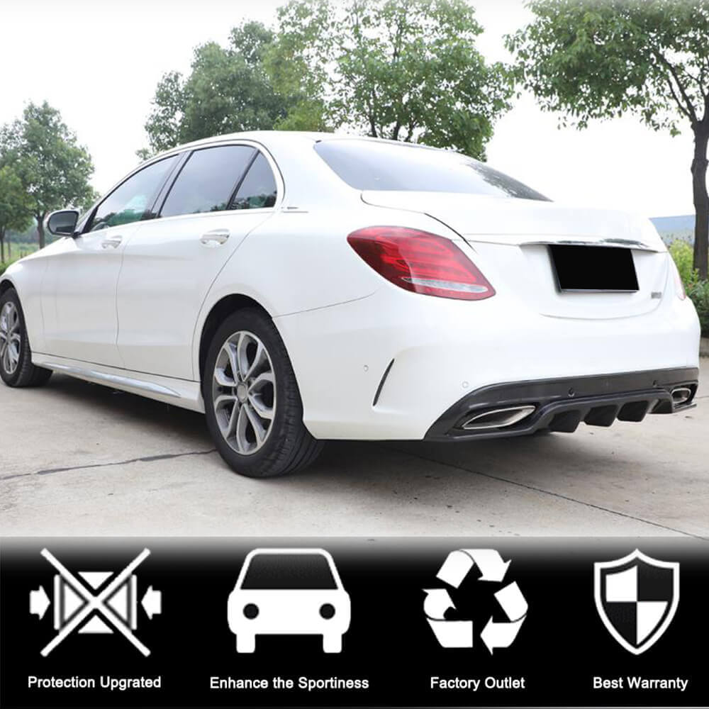 Mercedes Benz W205 C300 C43 C63 Carbon Fiber Rear Bumper Diffuser Lip