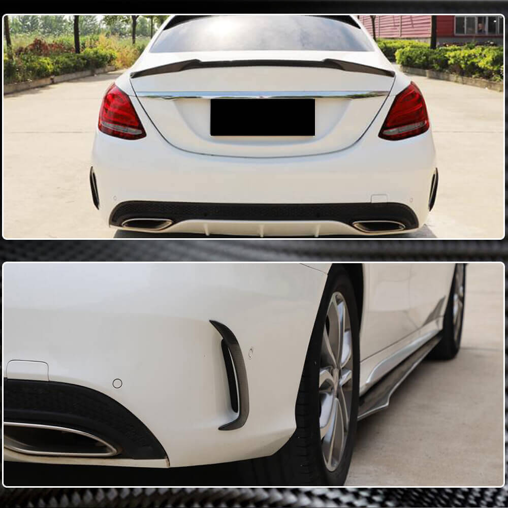 Mercedes Benz W205 C300 C43 C63 Carbon Fiber Rear Bumper Vent Fins