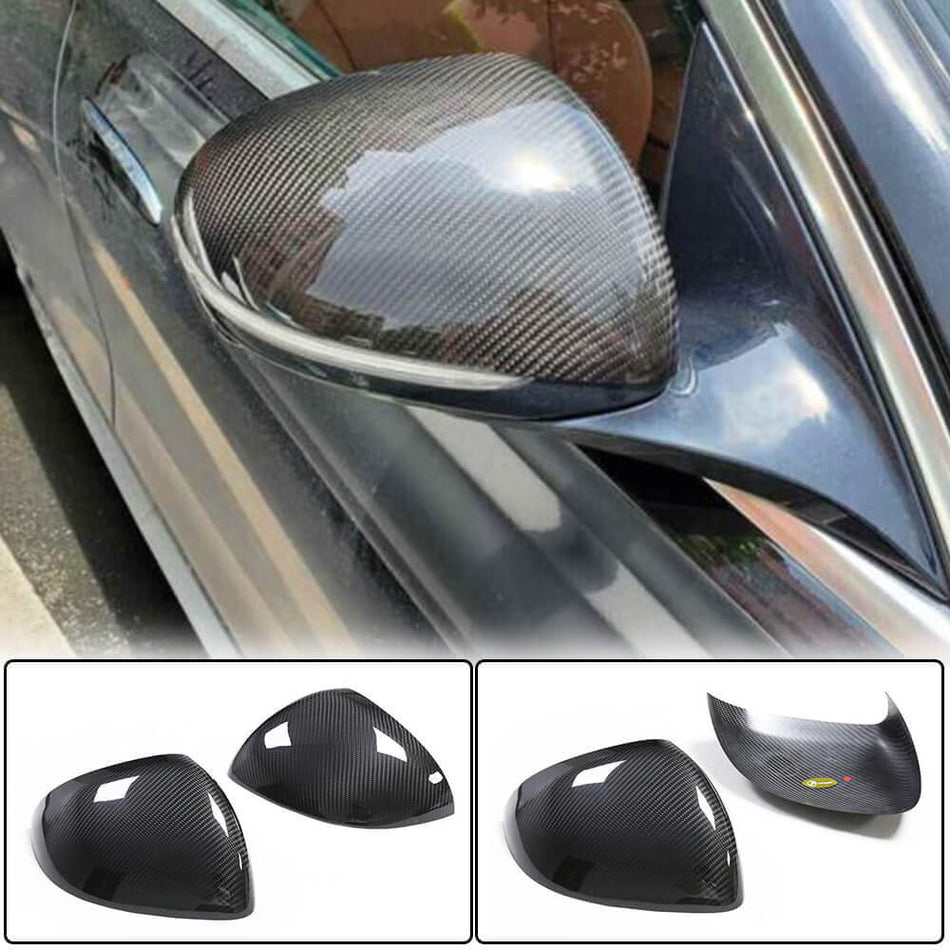 For Mercedes Benz W206 C206 A206 Dry Carbon Fiber Add-on Side Mirror Cover Caps LHD Pair | C180 C200 C300