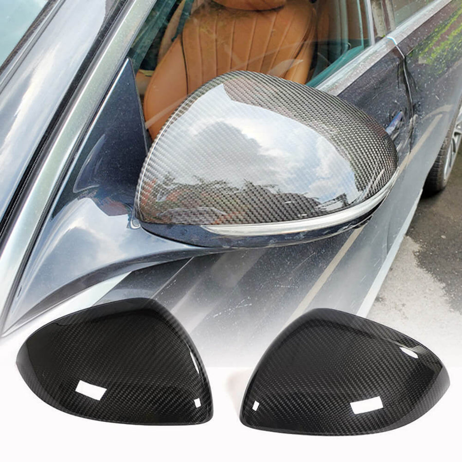 For Mercedes Benz W206 W223 Sedan 4-Door Dry Carbon Fiber Replacement Side Mirror Cover Caps LHD Pair | C200 C300 C43 C63