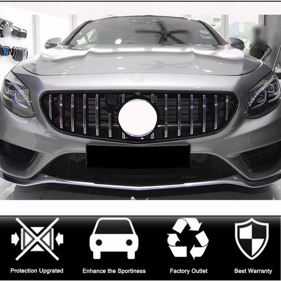 For Mercedes Benz W217 Coupe 15-17 Front Grille Frame Bumper Grill Outline Trim Decoration Emblem|S500 S550