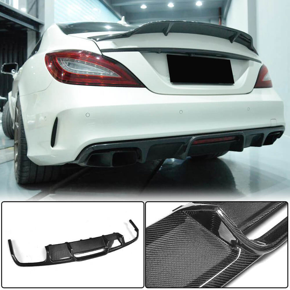 For Mercedes Benz (W218) C218 Base CLS63 AMG Carbon Fiber Rear Bumper Diffuser Valance Lip