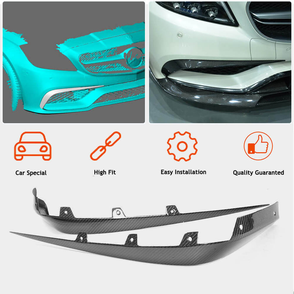 For Mercedes Benz (W218) C218 CLS63 AMG S Carbon Fiber Front Bumper Canard Air Vent Fins