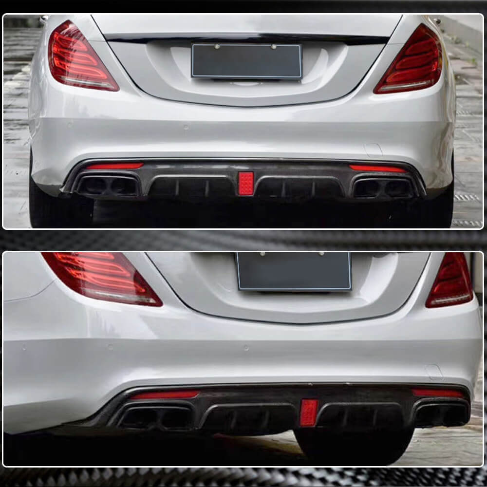 Mercedes Benz W222 S550 S63 S65 Carbon Fiber Rear Bumper Diffuser Lip ...