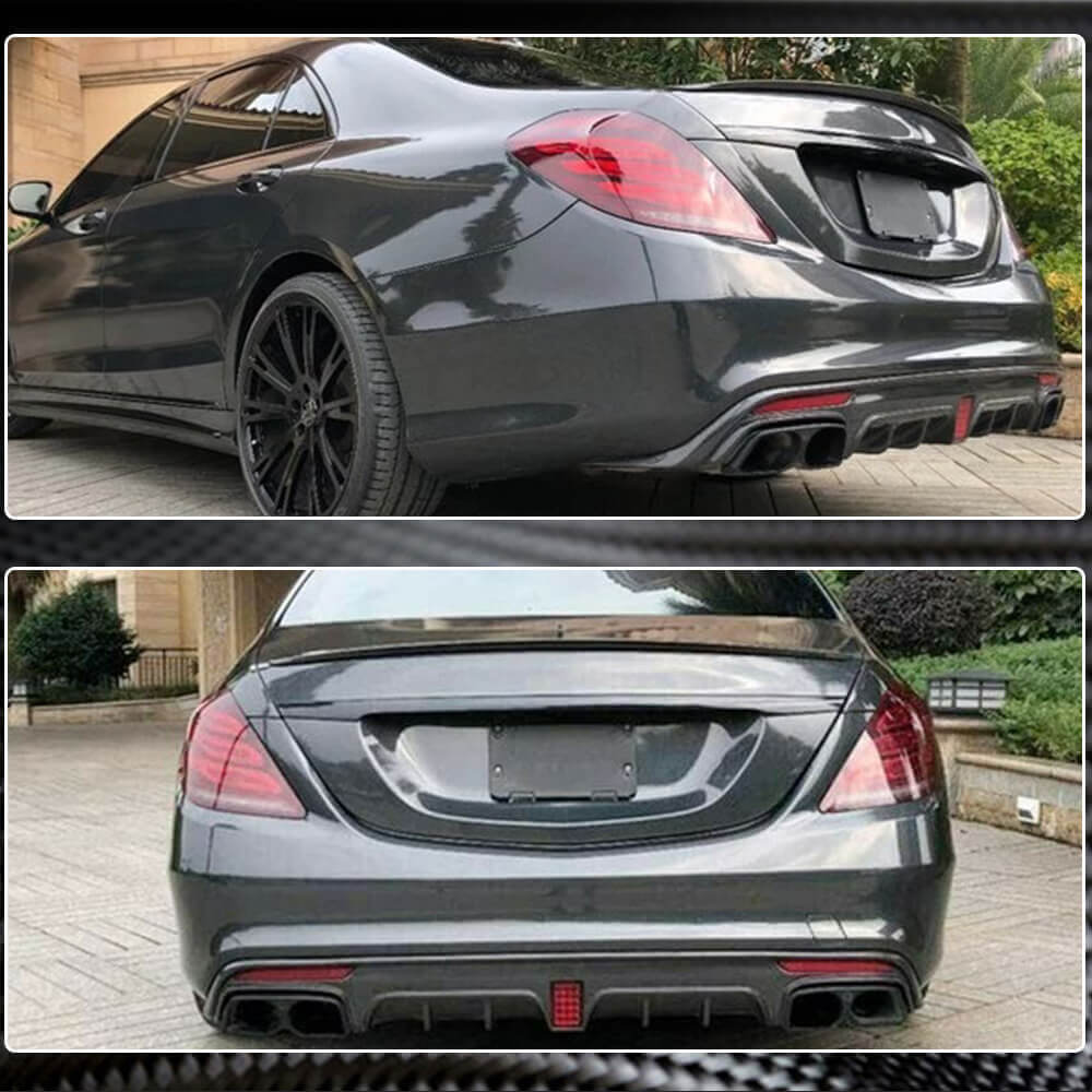 W222 Rear Diffuser Mercedes Benz W222 S550 S63 S65 Carbon Fiber Rear Bumper Diffuser Lip ...