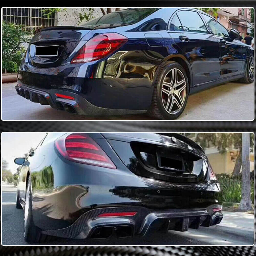 Mercedes Benz W222 S63 S65 AMG Carbon Fiber Rear Bumper Diffuser Lip