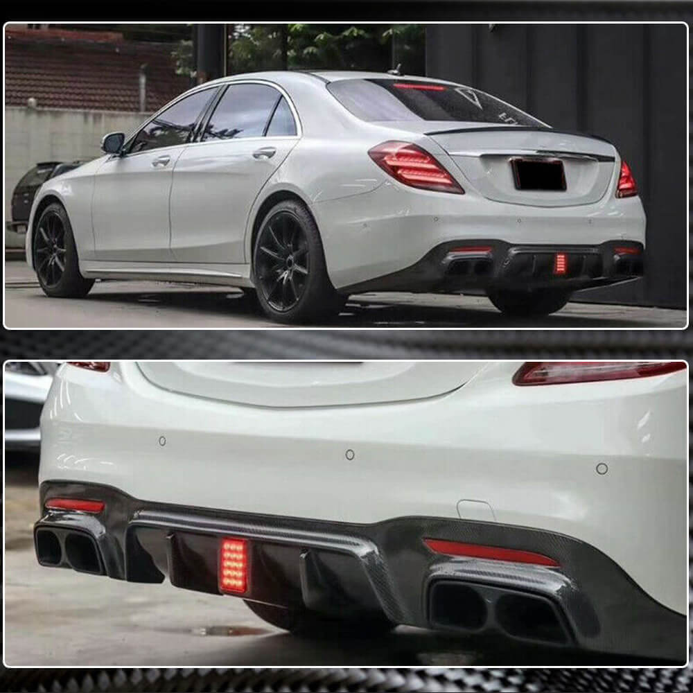 S63 Rear Mercedes Benz W222 S63 S65 AMG Facelift 2018-2020 Rear Bumper Diffuser ...