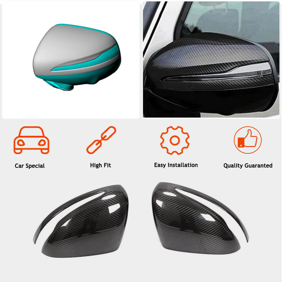 For Mercedes Benz G Class W463 2019UP Dry Carbon Fiber Add-on Side Mirror Cover Caps Pair