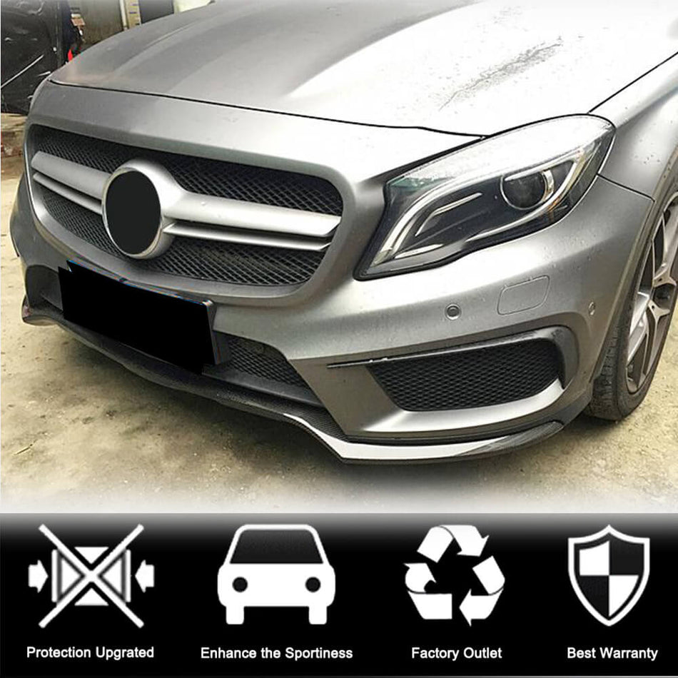 For Mercedes Benz X156 GLA45 2015-2016 Carbon Fiber Front Bumper Lip Spoiler Wide Body Kit