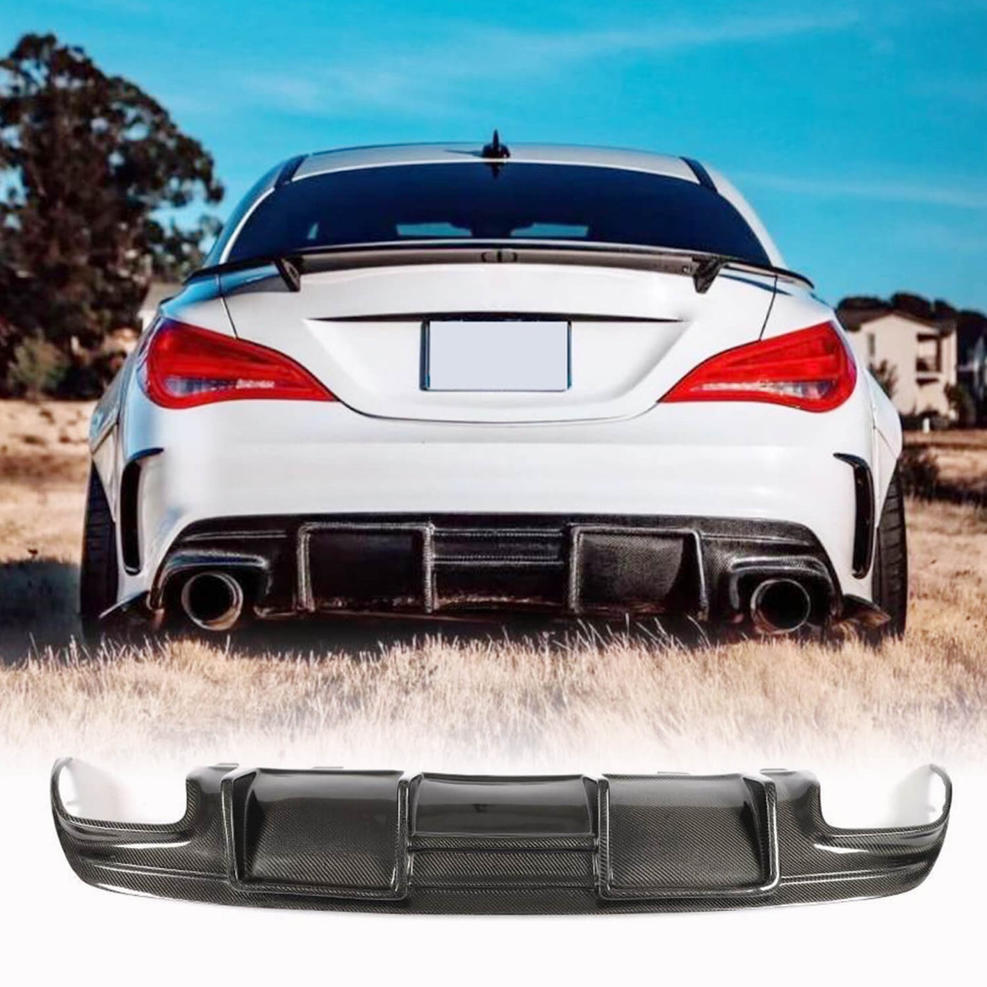 Mercedes Benz (W117) C117 CLA250 CLA45 AMG 2013-2019 Rear Bumper Diffuser Carbon Fiber/FRP-Ahacarbon