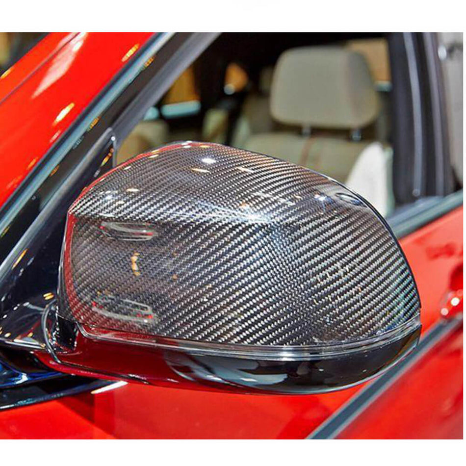 For BMW X3 F25 X4 F26 X5 F15 X6 F16 Carbon Fiber Replacement Rear Side Mirror Cover Caps Pair