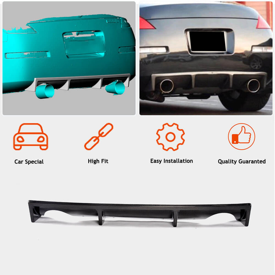 For Nissan 350Z FAIRLADY Z33 Carbon Fiber Rear Bumper Diffuser Lip Wide Body Kit