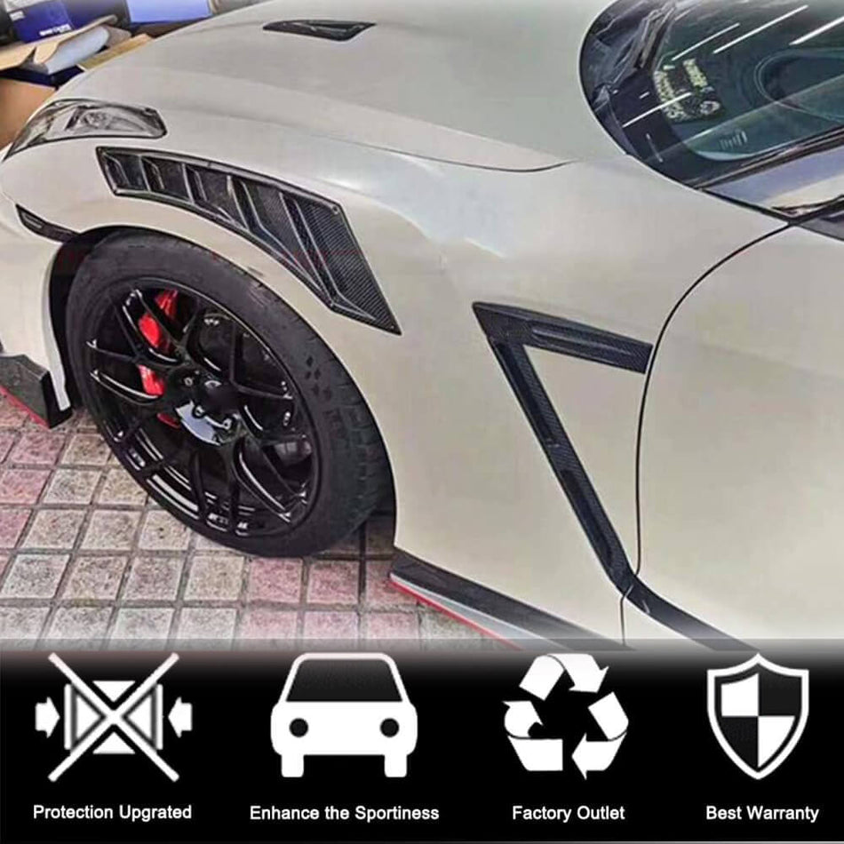 For Nissan GTR GT-R R35 2009-2015 Carbon Fiber Side Air Ducts Fender Vent Fins Aerodynamic Body Kits