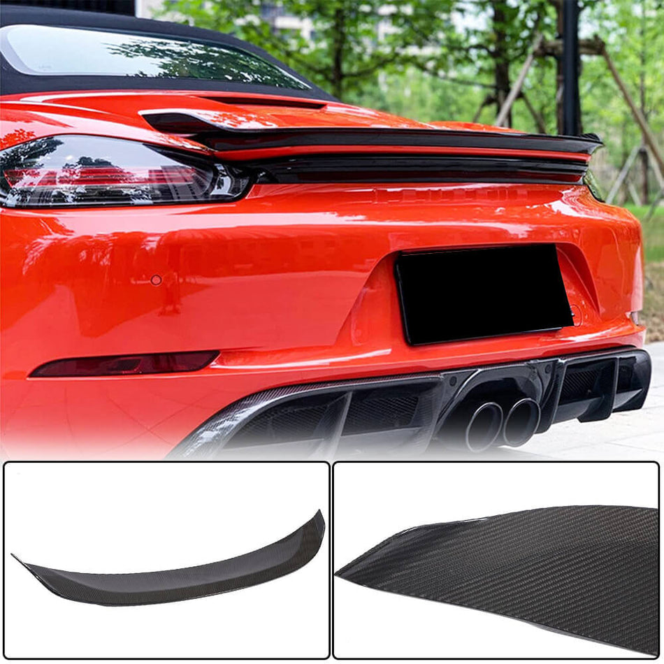 For Porsche 718 (982) Boxster Dry Carbon Fiber Rear Trunk Spoiler Boot Wing Lip