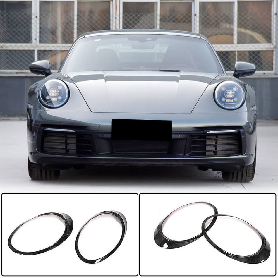 For Porsche 911 992 Carrera 4 GTS Turbo S Dry Carbon Fiber Headlight Eyebrows Lamp Eyelids