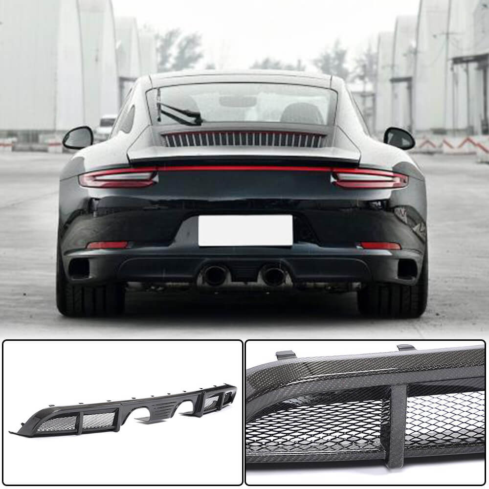 Porsche 911 Carrera 4 GTS 2017 Rear Bumper Diffuser Lip Carbon Fiber-Ahacarbon