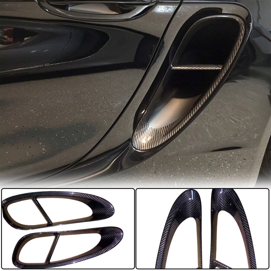 For Porsche 981 Boxster Carbon Fiber Side Air Intake Mesh Grills Aero Scoop Vent Cover Trims | (Boxster/Boxster S)