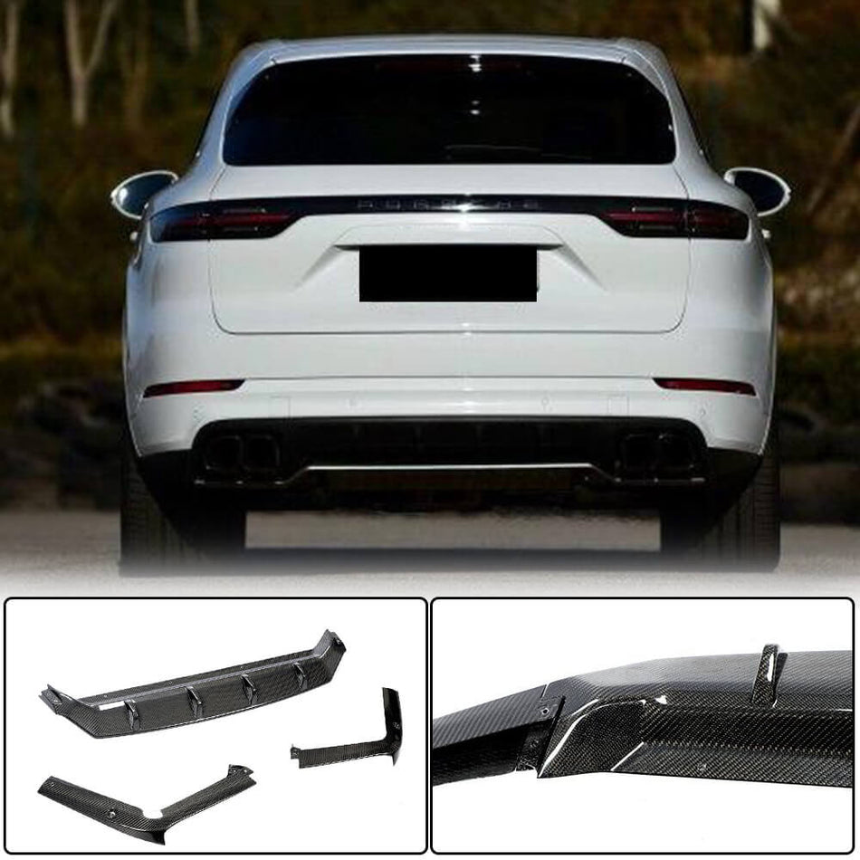 For Porsche Cayenne (9Y0/9Y3) 2018-2023 Carbon Fiber Rear Bumper Diffuser Valance Lip