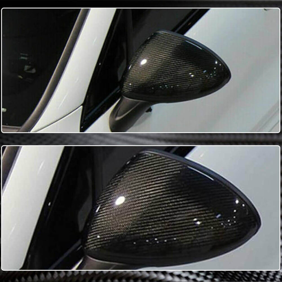 For Porsche Cayenne 958 2011-2014 Carbon Fiber Replacement Side Mirror Cover Caps Pair