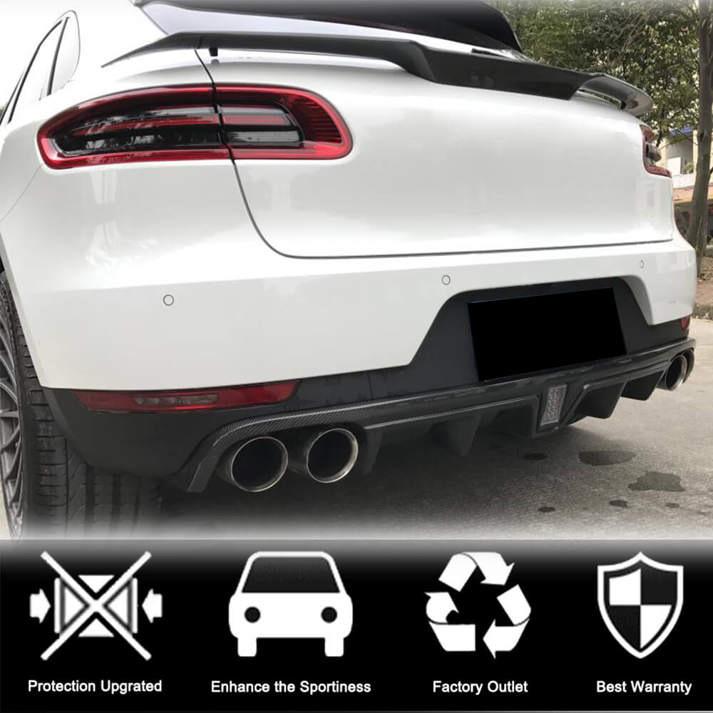 Porsche Macan Carbon Fiber Rear Bumper Diffuser Lip | W/Brake Light