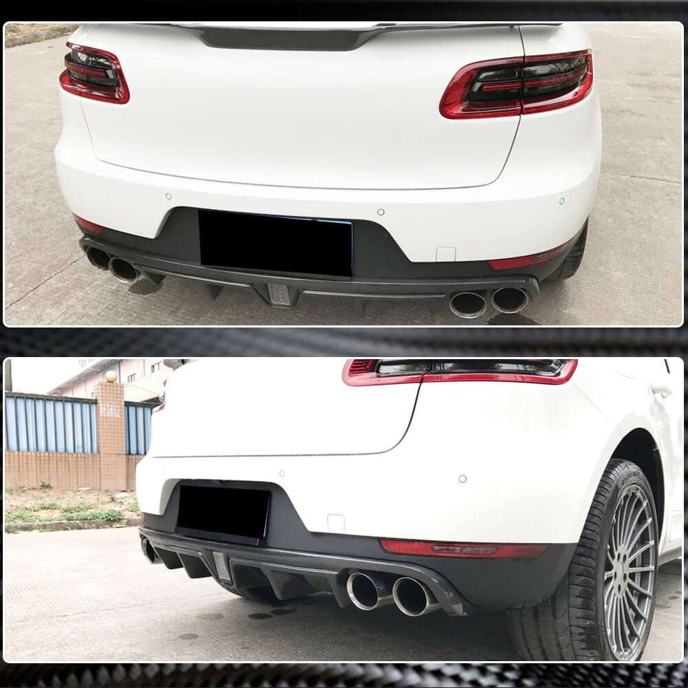 Porsche Macan Carbon Fiber Rear Bumper Diffuser Lip | W/Brake Light