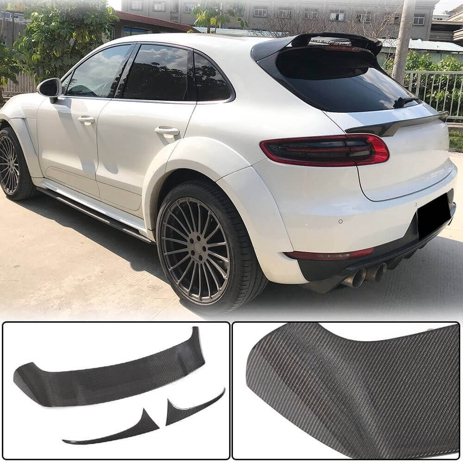 For Porsche Macan Carbon Fiber Rear Roof Spoiler Window Wing Lip