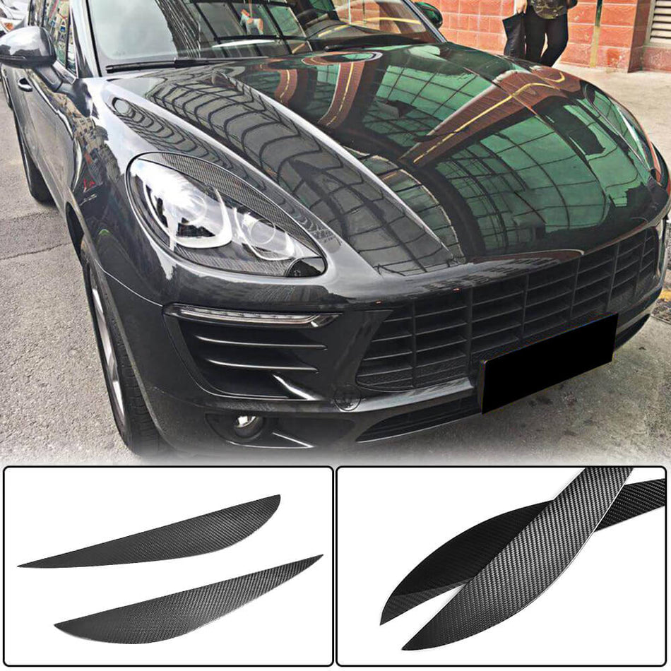 For Porsche Macan Dry Carbon Fiber Headlight Eyebrows Lamp Eyelids Exterior Accessories