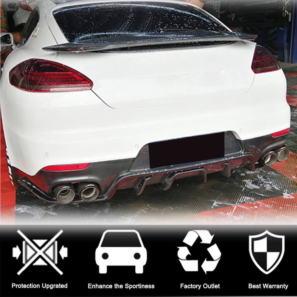 For Porsche Panamera 970 Facelift Carbon Fiber Rear Bumper Diffuser Valance Lip Wide Body Kit