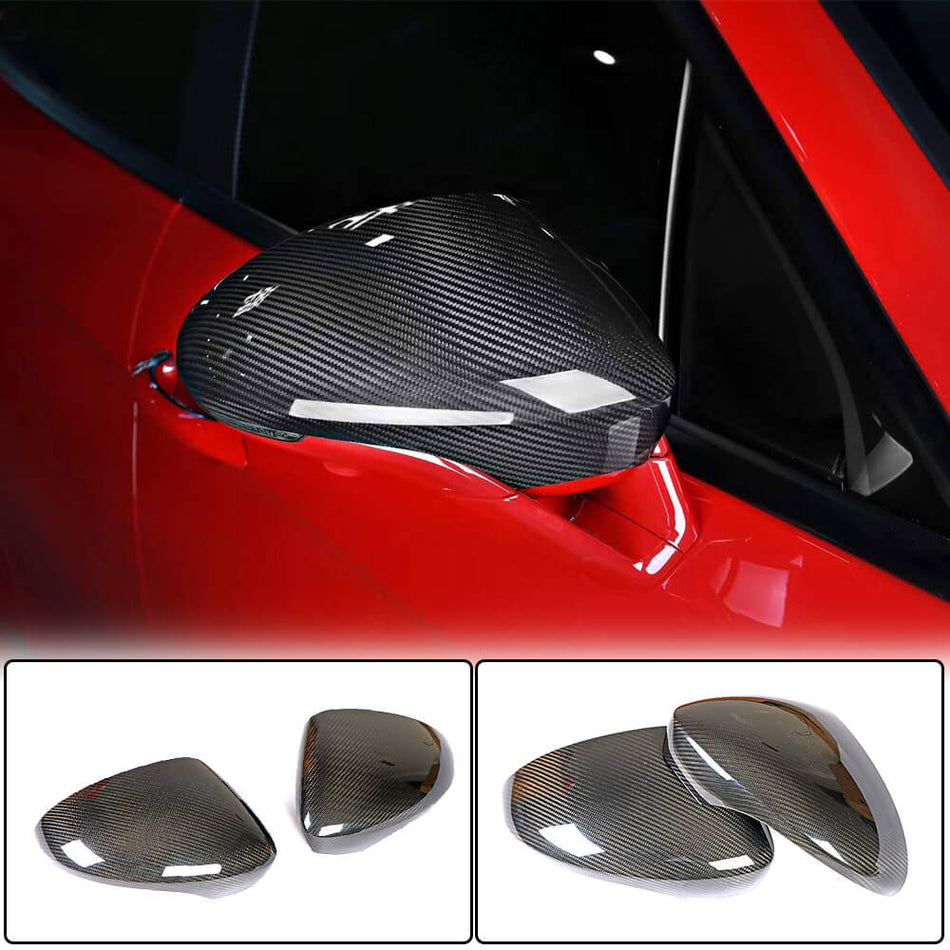 For Porsche Panamera 971 Carbon Fiber Add-on Side Rearview Mirror Cover Caps LHD Pair