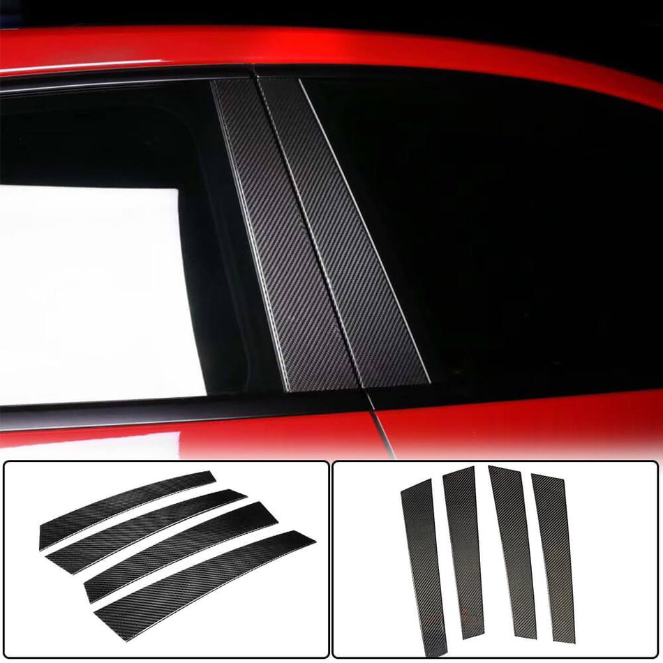 For Porsche Panamera 971 Carbon Fiber Door Window B Pillar Cover Trims 4pcs/set