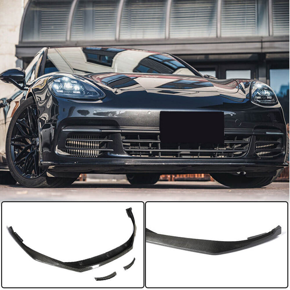 For Porsche Panamera 971 Carbon Fiber Front Bumper Lip Chin Spoiler Wide Body Kit