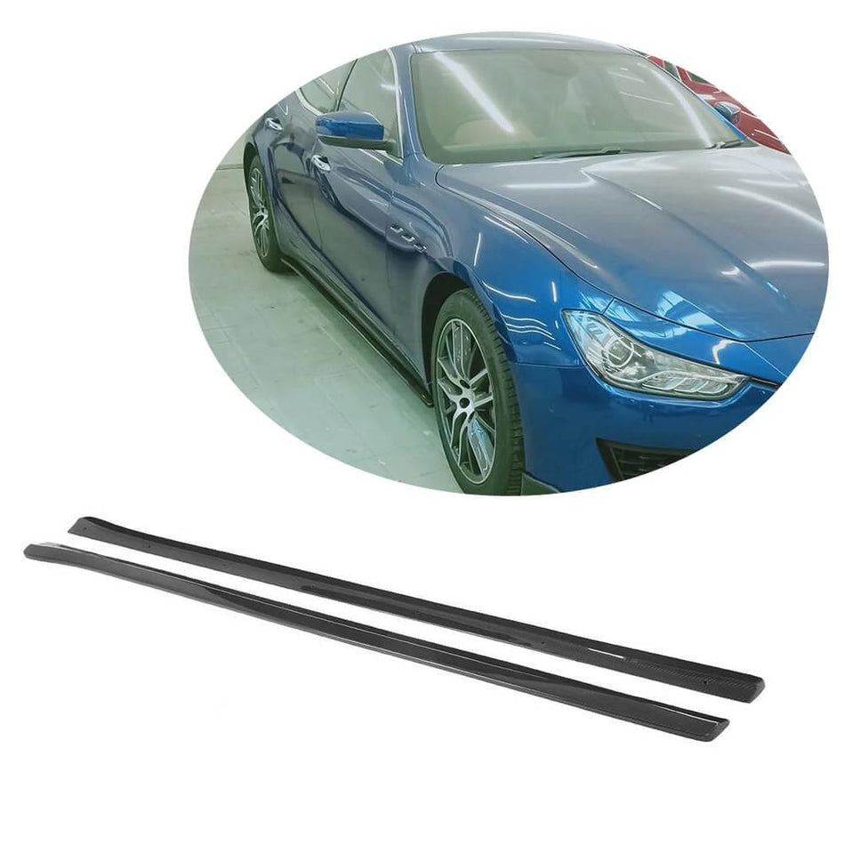 For Maserati Ghibli Base Carbon Fiber Side Skirts Door Rocker Panels Extension Lip